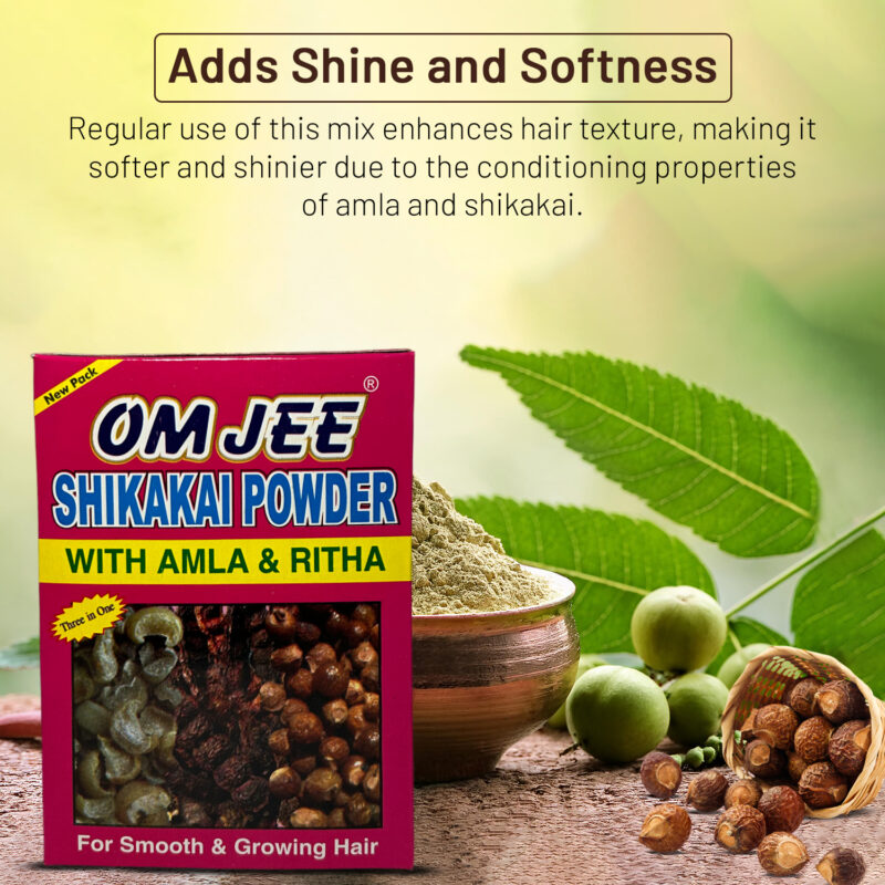 Om jee shikakai powder with amla & ritha 200gm - Image 3