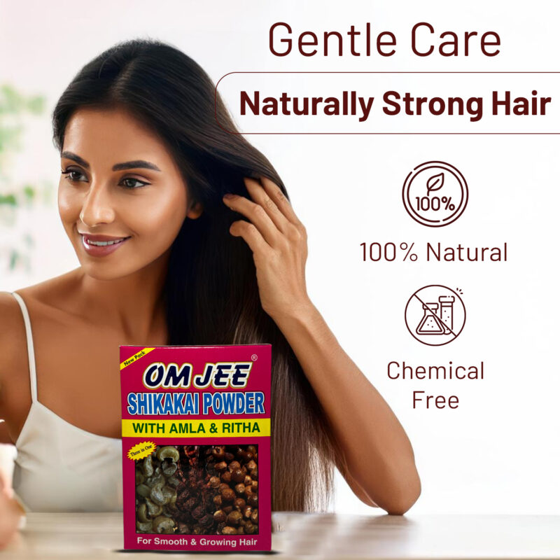 Om jee shikakai powder with amla & ritha 200gm - Image 5